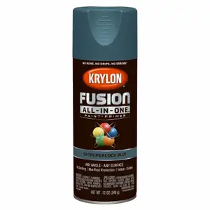 KRYLON DIVERSIFIED BRANDS K02792007 Fusion All-In-One Spray Paint + Primer, Satin Peacock Blue, 12-oz.