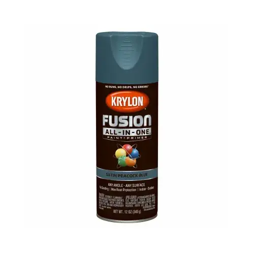 Fusion All-In-One Spray Paint + Primer, Satin Peacock Blue, 12-oz.