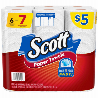 SCOTT 54715 Choose-a-Sheet Paper Towels - pack of 6 White