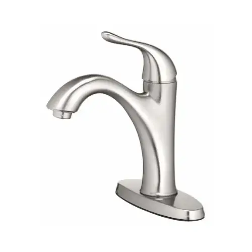Lavatory Faucet With Plastic Pop-Up, Single Lever, Brushed Nickel Lavatory Faucet With Plastic Pop-Up, Single Lever, Brushed Nickel