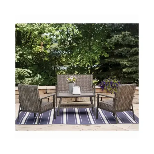 Nantucket 4-Pc. Seating Set, 2 Chairs, Loveseat, Table, Steel + Woven Fabric Nantucket 4-Pc. Seating Set, 2 Chairs, Loveseat, Table, Steel + Woven Fabric