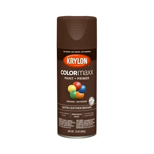 COLORmaxx Spray Paint, Satin, Leather Brown, 12 oz, Aerosol Can COLORmaxx Spray Paint, Satin, Leather Brown, 12 oz, Aerosol Can