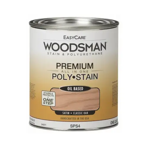 Woodsman Stain & Polyurethane In One, Oil-Base Satin, Classic Oak, Qt. Woodsman Stain & Polyurethane In One, Oil-Base Satin, Classic Oak, Qt.