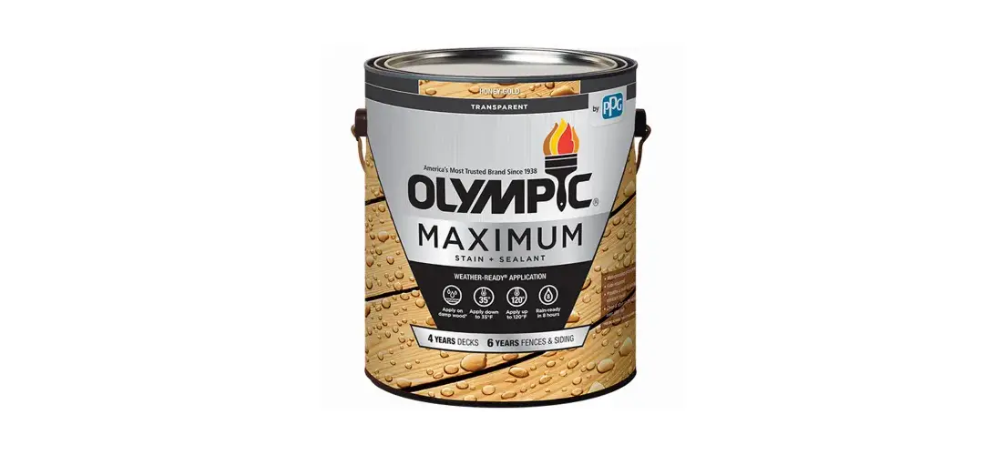 Honey gold stain olympic maximum stain and sealant reviews Olympic Maximum 1 gal Canyon Brown Transparent Exterior Stain and Sealer in One Low VOC 56505A-01