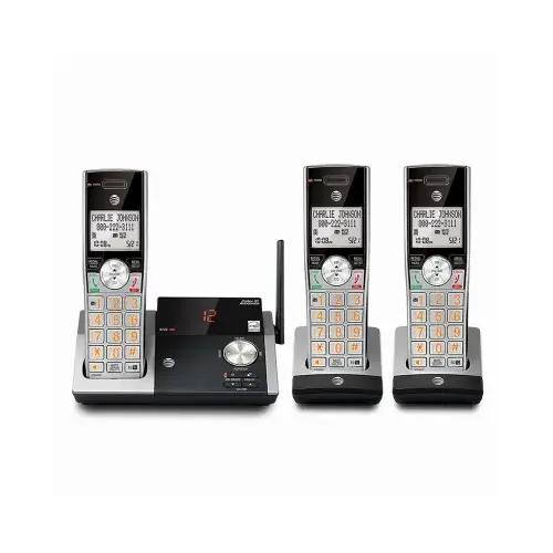 Expandable Cordless Phone with Answering System & Caller ID, Silver/Black, 3 Handsets Expandable Cordless Phone with Answering System & Caller ID, Silver/Black, 3 Handsets