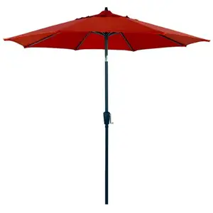 J&J GLOBAL LLC 251012 Patio Market Umbrella, Steel Frame, Red Polyester, 9-Ft.
