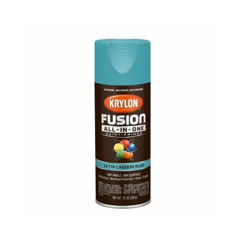 Fusion All-In-One Spray Paint + Primer, Satin Lagoon Blue, 12-oz.