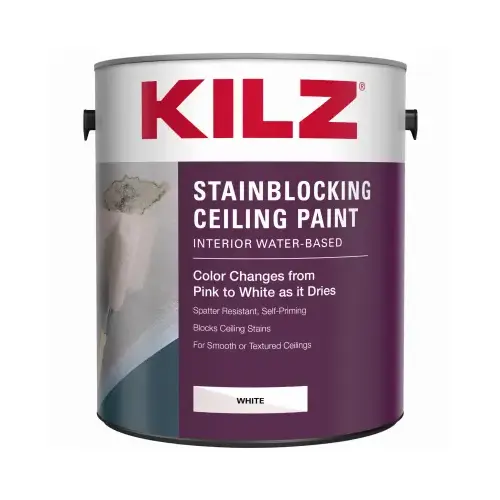 Stainblocking Ceiling Paint, White, 1 gal Can - pack of 4