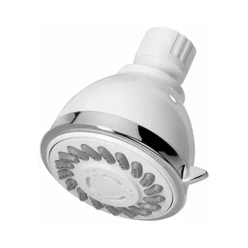 Showerhead, Fixed-Mount, 3 Settings, White Plastic Showerhead, Fixed-Mount, 3 Settings, White Plastic