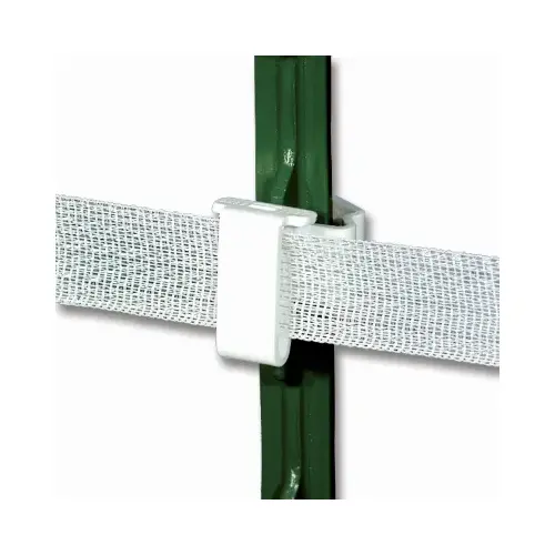 T-Post Insulators, Wide White Poly Tape - pack of 25