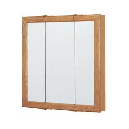 Medicine Cabinet, Surface Mount, Tri-View Mirror, Oak Frame, 24W x 4.44D x 24H-In. Medicine Cabinet, Surface Mount, Tri-View Mirror, Oak Frame, 24W x 4.44D x 24H-In.