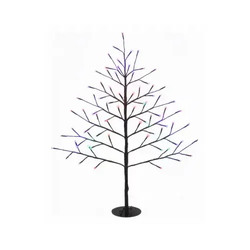 Christmas Lawn Decor, Bare Branch Wall Tree, 76 Twinkling Multi-Color LED Lights, 40-In.