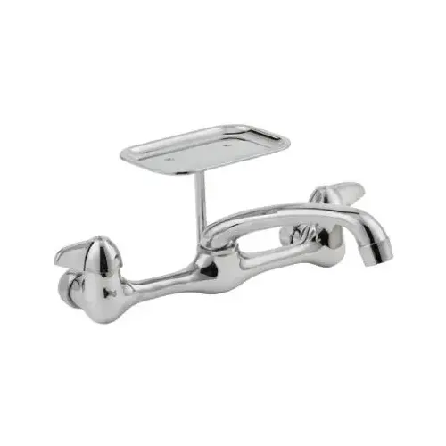 Wall-Mount Kitchen Faucet, 2 Handles, Chrome Plated Wall-Mount Kitchen Faucet, 2 Handles, Chrome Plated