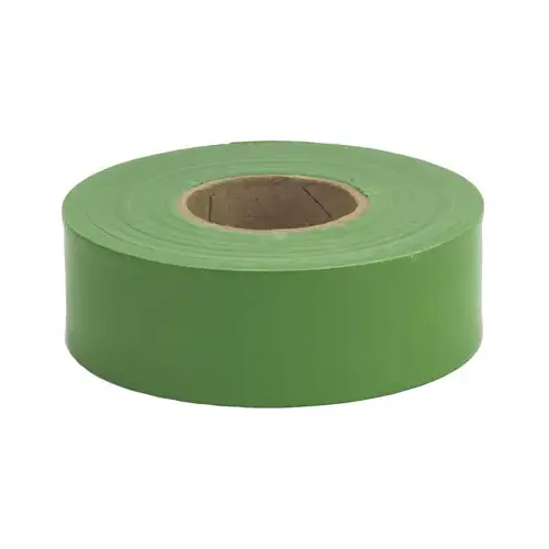 Flagging Tape, 300 ft L, 1-3/16 in W, Green, Polyethylene