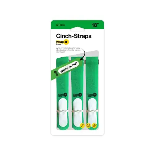 Cinch-Strap Storage Straps, Green, 18-In - pack of 6 Cinch-Strap Storage Straps, Green, 18-In - pack of 6