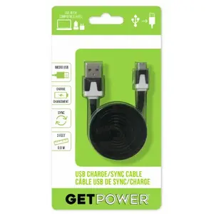 GetPower GP-XL-USB-M USB Charging and Sync Cable, Black, 12 ft L