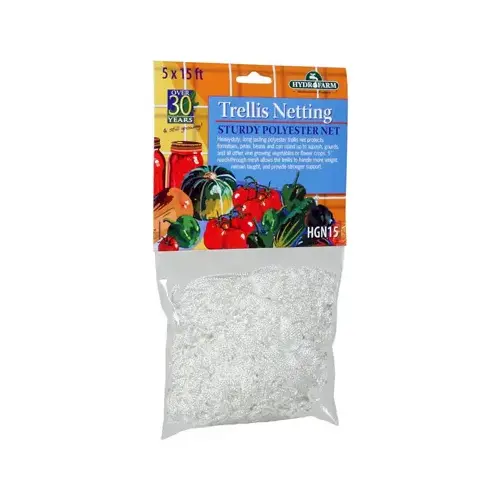 Hydroponic Trellis Netting, Heavy-Duty Polyester, 5 x 15-In.