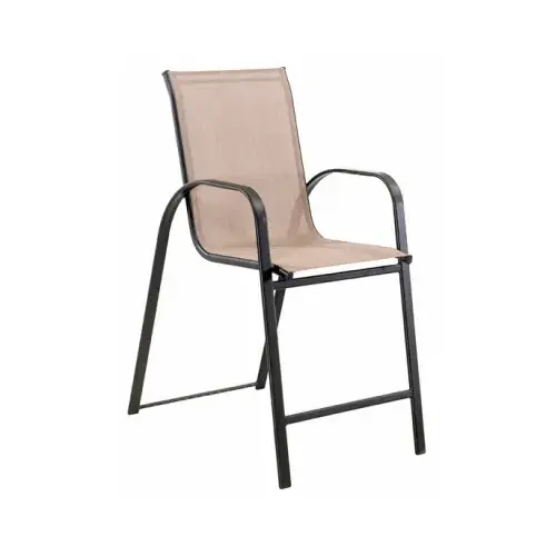Marbella Chair, Black Steel Frame, Tan Sling Fabric, Counter Height Gray Marbella Chair, Black Steel Frame, Tan Sling Fabric, Counter Height Gray