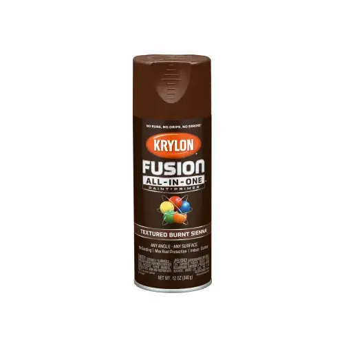 Fusion Primer and Spray Paint, Textured, Burnt Sienna, 12 oz, Aerosol Can