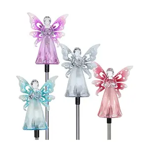 EXHART ENVIRONMENTAL SYSTEMS 05709-XCP12 Solar Garden Stake Light, Angel With LED Wings, Acrylic & Metal, Assorted Colors - pack of 12