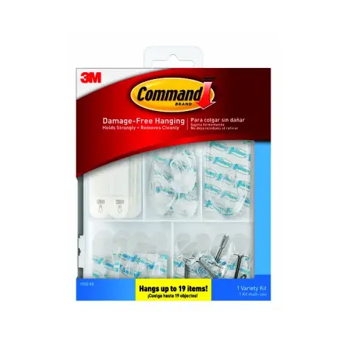 Hanging Hooks, General Purpose, Assorted, Clear - pack of 53 Hanging Hooks, General Purpose, Assorted, Clear - pack of 53