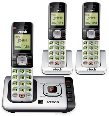 VTECH COMMUNICATIONS CS6729-3 Cordless Phone Answering System, Caller ID/Call Waiting, 3-Handset