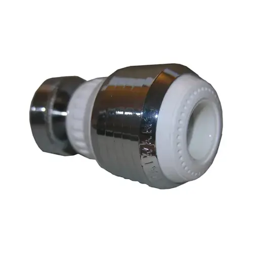 Swivel Spray Aerator, Dual Thread, Chrome & White, 55/64-In. x 27 Female x 15/16-In. Male Swivel Spray Aerator, Dual Thread, Chrome & White, 55/64-In. x 27 Female x 15/16-In. Male