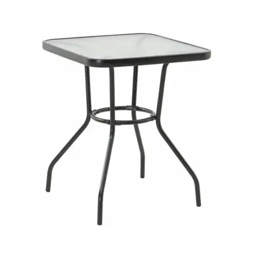 Marbella Table, Black Steel Frame, Glass Top, 24-In. Sq. Marbella Table, Black Steel Frame, Glass Top, 24-In. Sq.