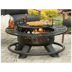 Big Horn SRFP96 47 In. Camp Black Round Steel Fire Pit