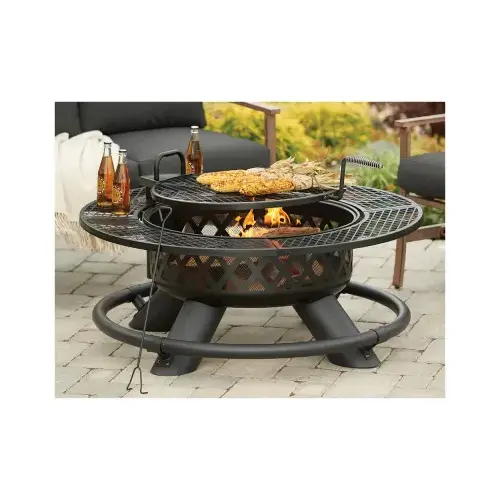 47 In. Camp Black Round Steel Fire Pit