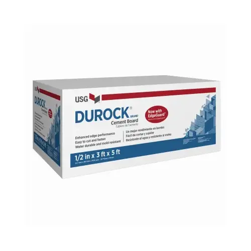 Cement Board Durock 3 ft. W X 5 ft. L X 1/2" Gray - pack of 50