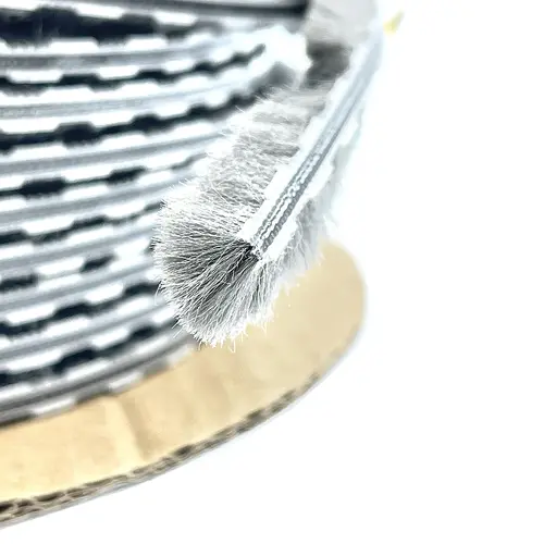 100ft Roll Zipper Pile Weatherstrip, 0.400" Pile Height, 0.187" Backing Width-Gray