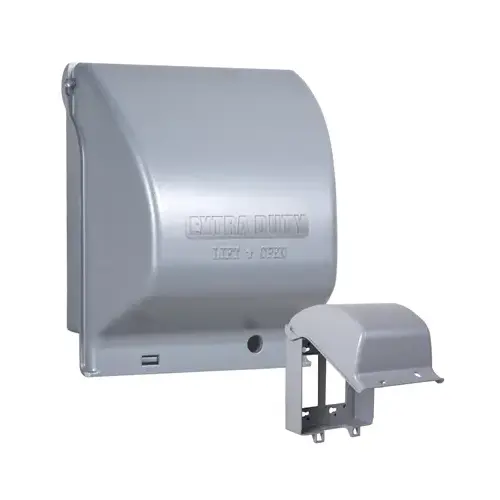 Outlet Cover, 2-Gang, Vertical, Grey Metal