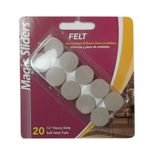 Surface Protectors, Felt Pad, Self-Stick, Oatmeal, 3/4-In. Round - pack of 20 Surface Protectors, Felt Pad, Self-Stick, Oatmeal, 3/4-In. Round - pack of 20