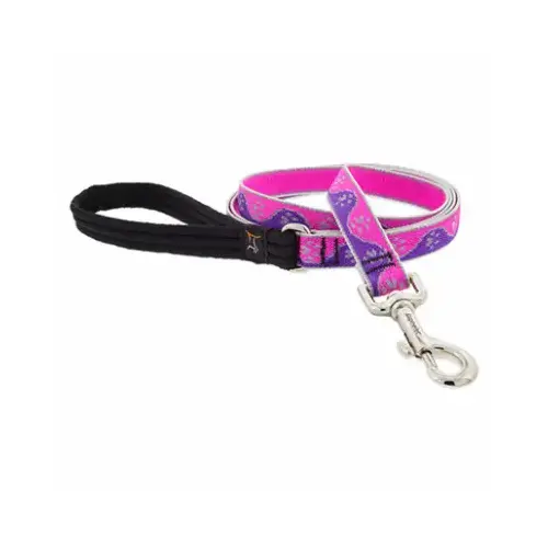 Dog Leash, Reflective Pink Paws Pattern, 3/4-In. x 6-Ft. Dog Leash, Reflective Pink Paws Pattern, 3/4-In. x 6-Ft.