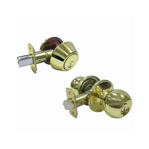 Combination Lockset, Polished Brass - pack of 3 Combination Lockset, Polished Brass - pack of 3