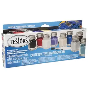 Testors 281236 9-Color Model Car Paint Set & Brushes, 1/4 oz. ea.