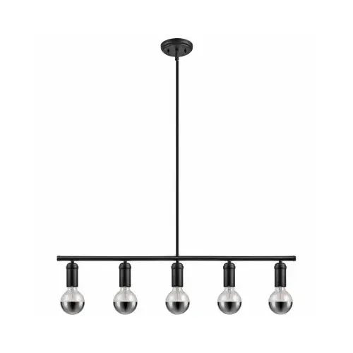 5-Light Linear Pendant, Matte Black 5-Light Linear Pendant, Matte Black