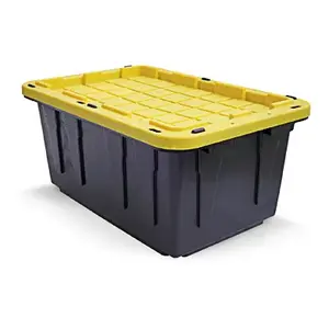 MAVERICK PLASTICS LLC 17100-04-XCP6 Tough Box Tote, Black & Yellow, 17-Gallons - pack of 6
