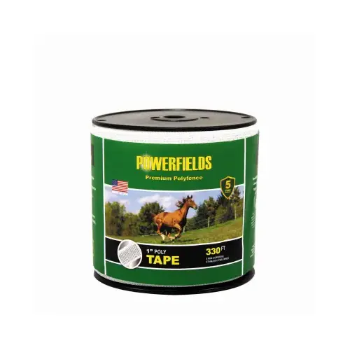 Wire Fence Tape, White Poly, 1-In. x 330-Ft.