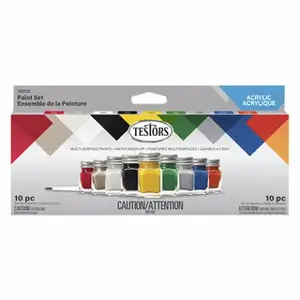 Testors 281235 9-Color Acrylic Craft & Model Paint Set & Brushes, 1/4 oz. ea.