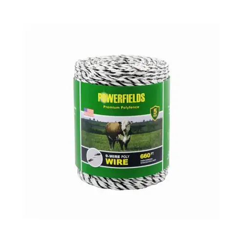 Hi-Viz Electric Fence 9-Wire Poly Wire, Black/White, 660-Ft. Hi-Viz Electric Fence 9-Wire Poly Wire, Black/White, 660-Ft.