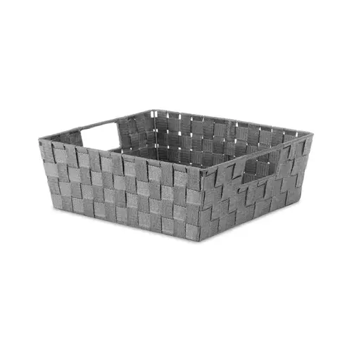Woven Strap Tote, Gray, 13 x 15 x 5-In. Woven Strap Tote, Gray, 13 x 15 x 5-In.