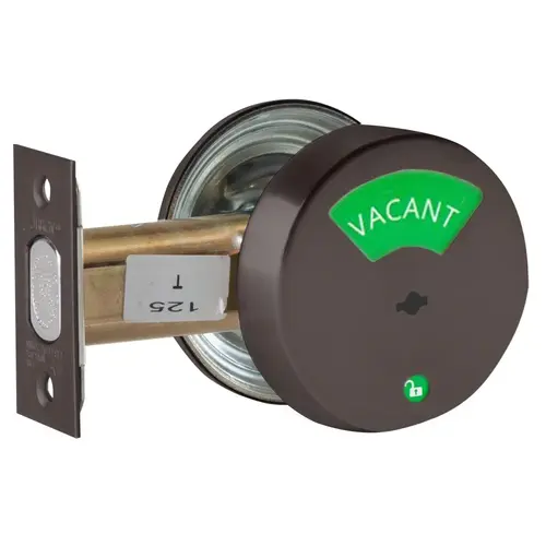 Grade 2 Indicator Deadlock, Red/White "Vacant/Occupied" Indicator Outside, Non-keyed, Dark Oxidized Satin Bronze Oil Rubbed Finish, Field Reversible Dark Oxidized Satin Bronze Oil Rubbed