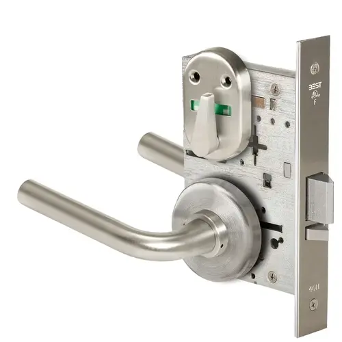 Grade 1 Office Mortise Lock, Double Visual Indicator, 12 Lever, H Rose, SFIC Housing Less Core, Satin Nickel Finish, Field Reversible Satin Nickel Grade 1 Office Mortise Lock, Double Visual Indicator, 12 Lever, H Rose, SFIC Housing Less Core, Satin Nickel Finish, Field Reversible Satin Nickel