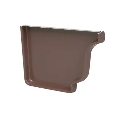 Gutter End Cap, Left, Brown Aluminum, 5 In.