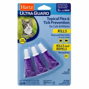 HARTZ MOUNTAIN CORPORATON 15684 UltraGuard Dual-Action Topical Flea & Tick Drops, Cats over 5 Lbs - pack of 3