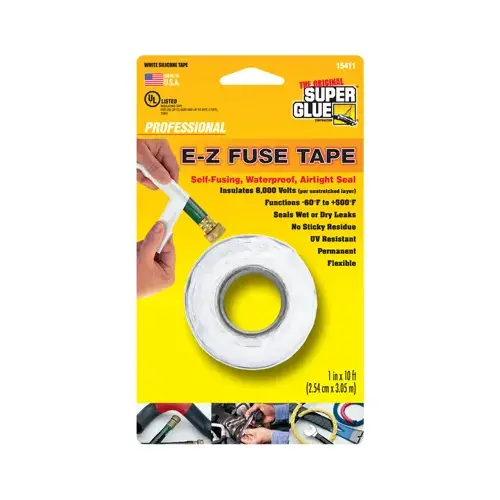 Super Glue E-Z Silicone Tape, White, 1 In. x 10 Ft.