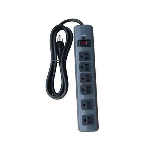 6-Outlet Metal Surge Strip, 1200 Joules