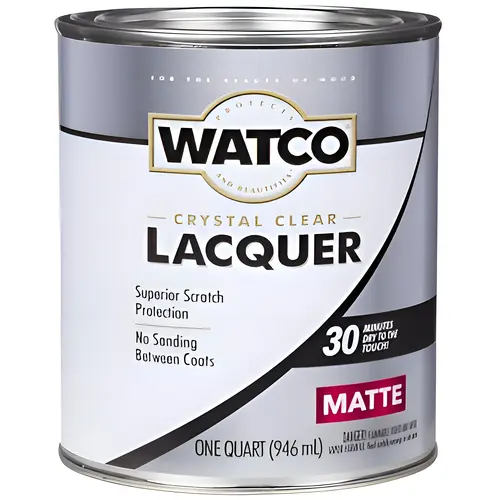 Matte Crystal Clear Oil-Based Alkyd Wood Finish Lacquer 1 qt Crystal Clear Matte Crystal Clear Oil-Based Alkyd Wood Finish Lacquer 1 qt Crystal Clear